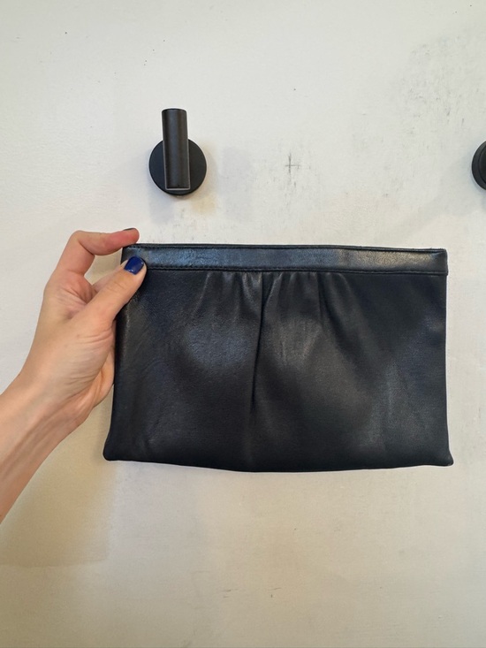 Handbags - Vintage Black Leather Fold-Over Clutch
